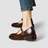 Ruth | Beige Brogue Mary Jane Pumps