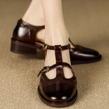 Martina | Brown Double-Strap Mary Janes