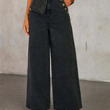 Marta | Denim Set with Button Vest