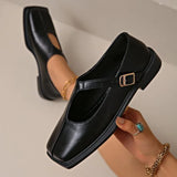 Carole | Brown Square-Toe Flats