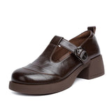 Nicole | Brown Chunky Mary Jane Pumps