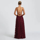 Rowena | Burgundy Off-Shoulder Lace Dress