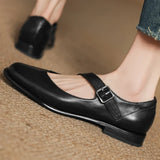 Sandra | Brown Square-Toe Flats