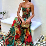 Juliette | Multicolour Paisley Strapless Dress