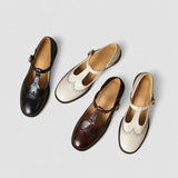 Ruth | Beige Brogue Mary Jane Pumps