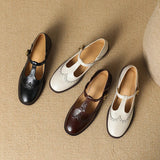 Claudia | Brown Brogue T-Bar Mary Janes