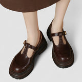 Corinne | Brown Lug-Sole Mary Janes