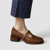 Fabienne | Brown Square-Toe Pumps