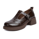 Nicole | Brown Chunky Mary Jane Pumps