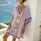 Esmee | Lilac Geometric Kaftan Dress