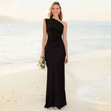Celeste | Brown One-Shoulder Maxi Dress