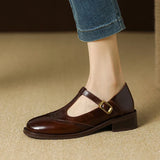 Claudia | Brown Brogue T-Bar Mary Janes