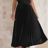 Ava | Dusty Rose Pleated V-Neck Dress