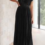 Ava | Dusty Rose Pleated V-Neck Dress