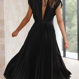 Ava | Dusty Rose Pleated V-Neck Dress