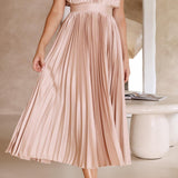 Ava | Dusty Rose Pleated V-Neck Dress