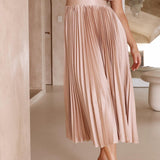 Ava | Dusty Rose Pleated V-Neck Dress