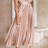 Ava | Dusty Rose Pleated V-Neck Dress