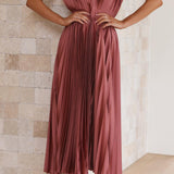Ava | Dusty Rose Pleated V-Neck Dress