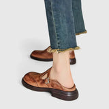 Brigitte | Brown Brogue T-Bar Mary Janes