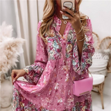 Eira | Pink Floral V-Neck Maxi Dress