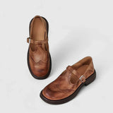 Brigitte | Brown Brogue T-Bar Mary Janes