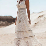 Allison | Ivory Lace Side-Slit Maxi Dress