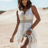 Allison | Ivory Lace Side-Slit Maxi Dress