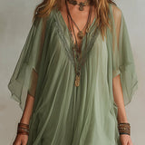Olive | Sage Ruffle V-Neck Dress