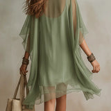 Olive | Sage Ruffle V-Neck Dress