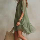 Olive | Sage Ruffle V-Neck Dress