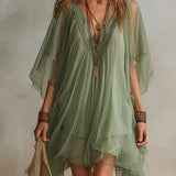 Olive | Sage Ruffle V-Neck Dress
