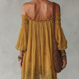 Amber | Mustard Floral Off-Shoulder Dress