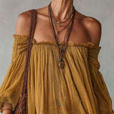 Amber | Mustard Floral Off-Shoulder Dress