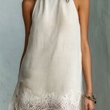 Elara | Ivory Lace-Hem Halter Dress