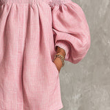Pippa | Pink Off-Shoulder Balloon-Sleeve Dress