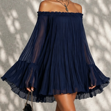 Nerissa | Navy Off-Shoulder Bell-Sleeve Dress