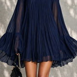 Nerissa | Navy Off-Shoulder Bell-Sleeve Dress