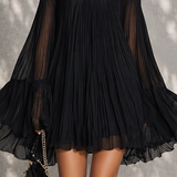 Cleo | Black Off-Shoulder Bell-Sleeve Dress