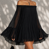 Cleo | Black Off-Shoulder Bell-Sleeve Dress