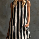 Harper | Blue Striped Pocket Dress