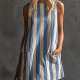 Harper | Blue Striped Pocket Dress