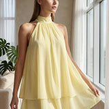 Marlowe | Yellow Layered Halter Dress