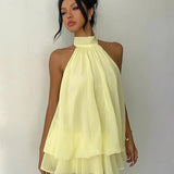Marlowe | Yellow Layered Halter Dress