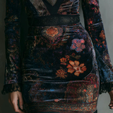 Mira | Dark Floral Lace V-Neck Dress