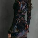 Mira | Dark Floral Lace V-Neck Dress