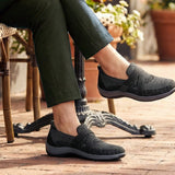 Salome | Black Textured Slip-Ons