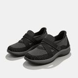 Salome | Black Textured Slip-Ons