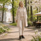 Apolline | Beige Stitched Sneakers