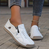 Nila | White Side-Zip Sneakers